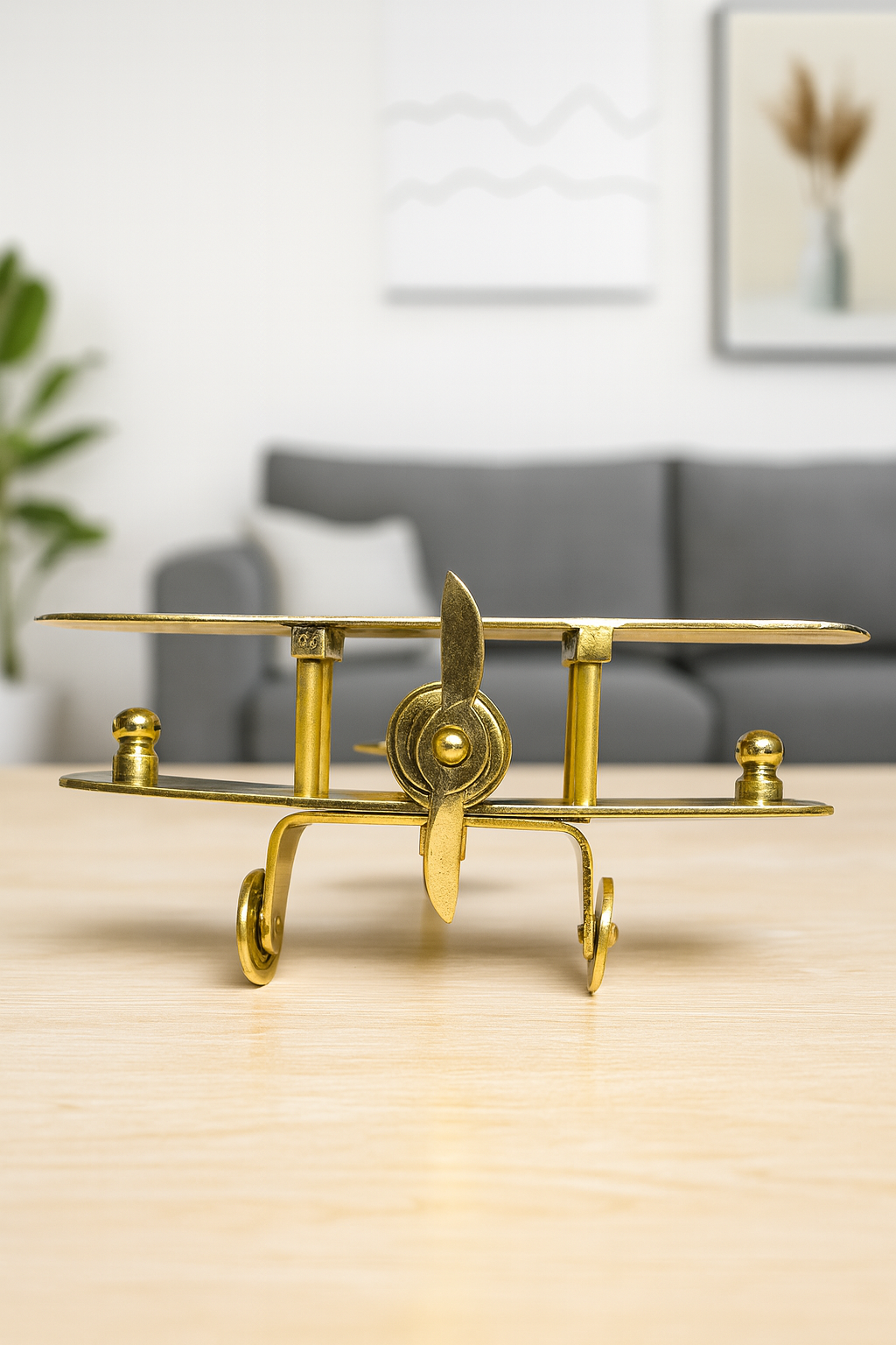 Vintage Brass Airplane Showpiece – Classic Aviation Home & Office Decor