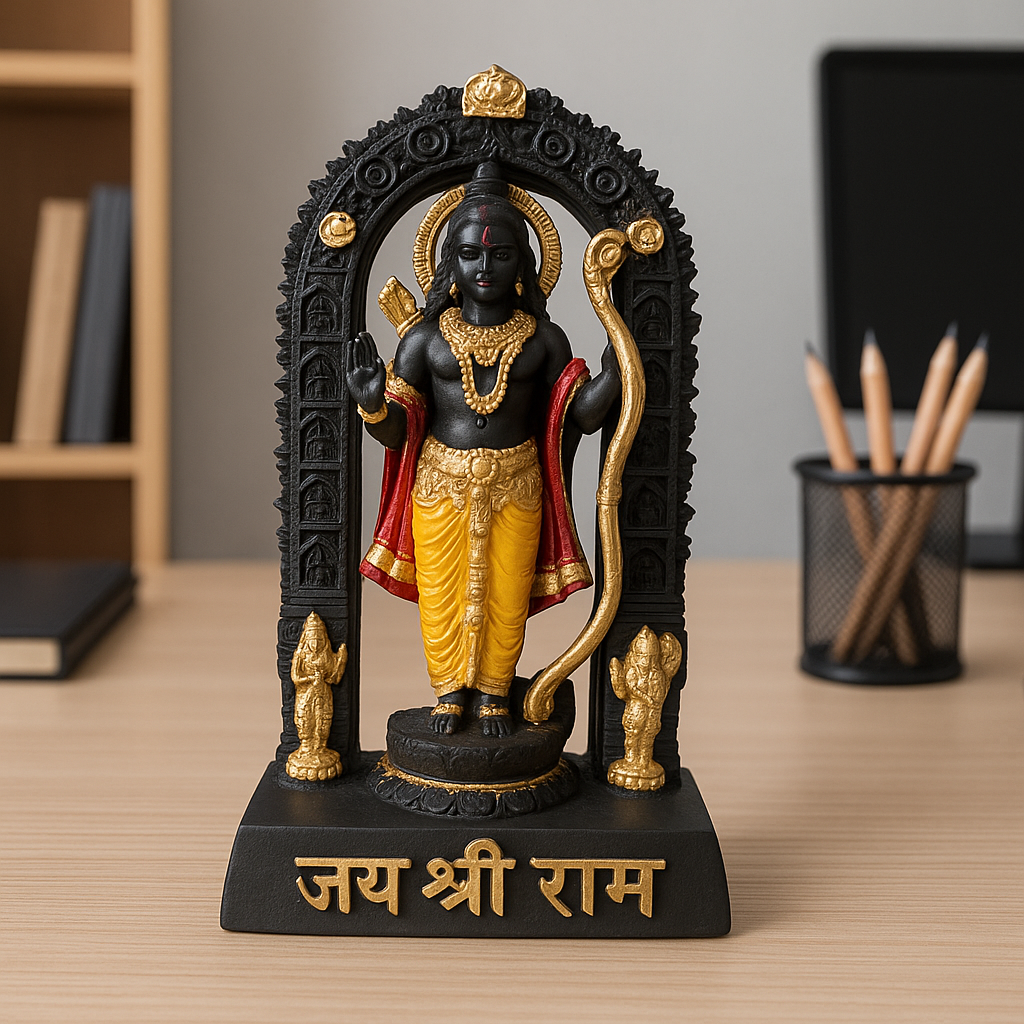 Divine Lord Ram Idol for Home Temple – Premium Handcrafted Statue (Black & Gold Finish)