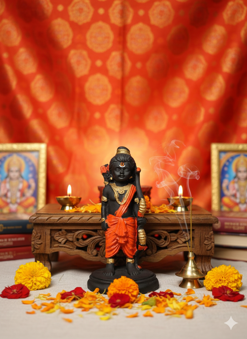 Standing Lord Rama Idol — Hand-Painted Polyresin Murti for Puja & Home Decor
