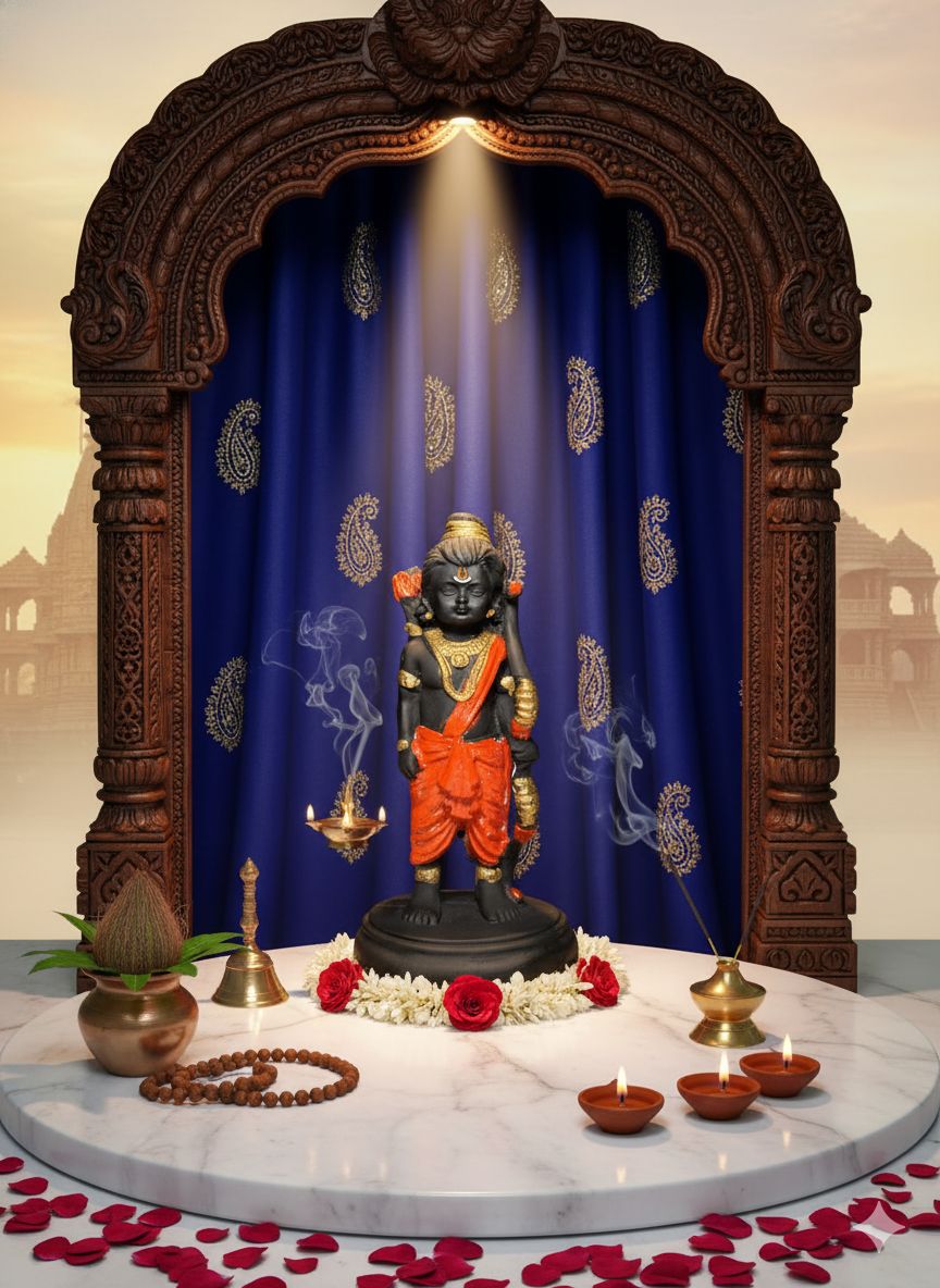 Standing Lord Rama Idol — Hand-Painted Polyresin Murti for Puja & Home Decor