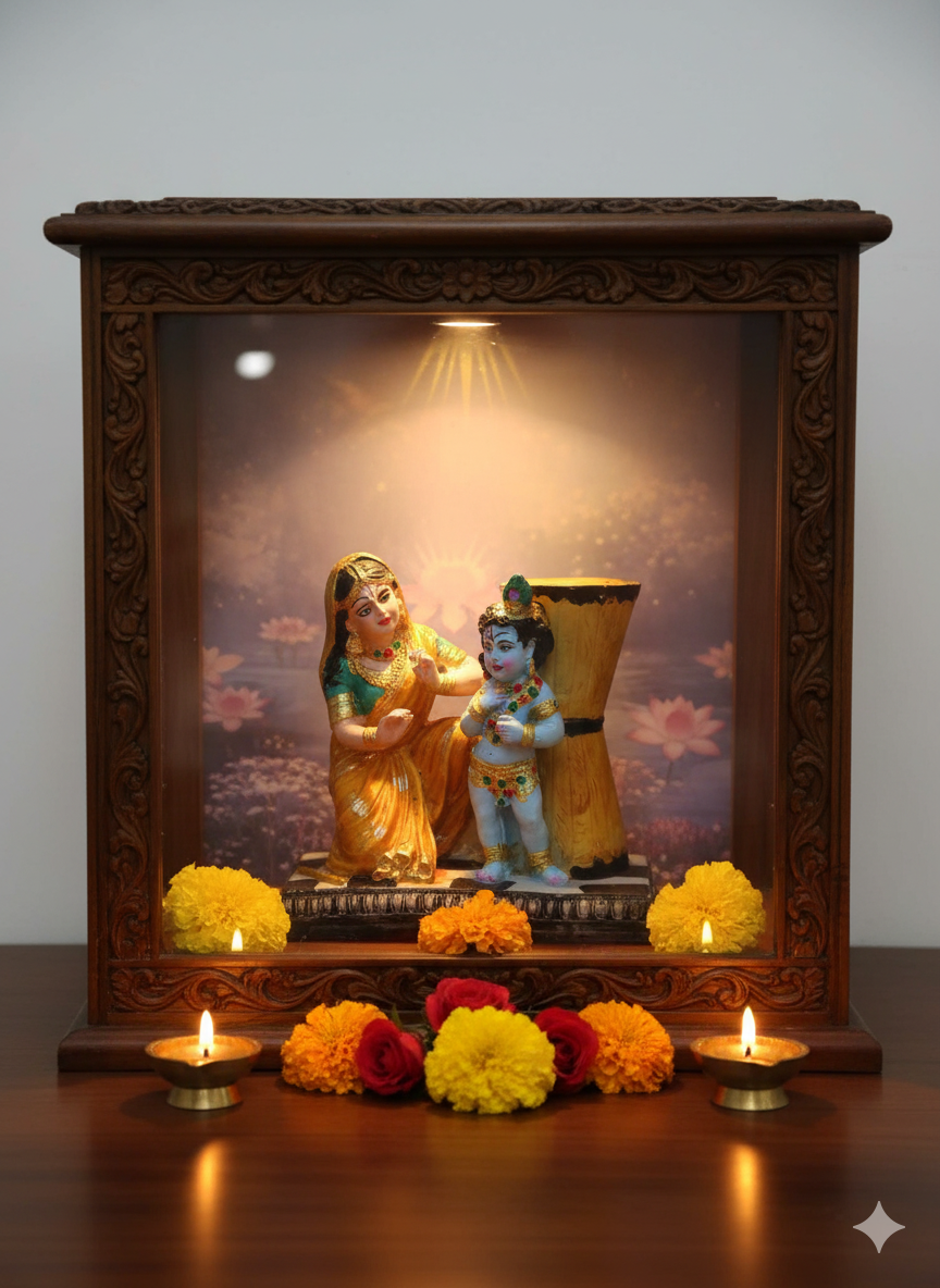 Yashoda and Bal Krishna Idol – Divine Mother-Child Resin Statue for Pooja & Home Decor