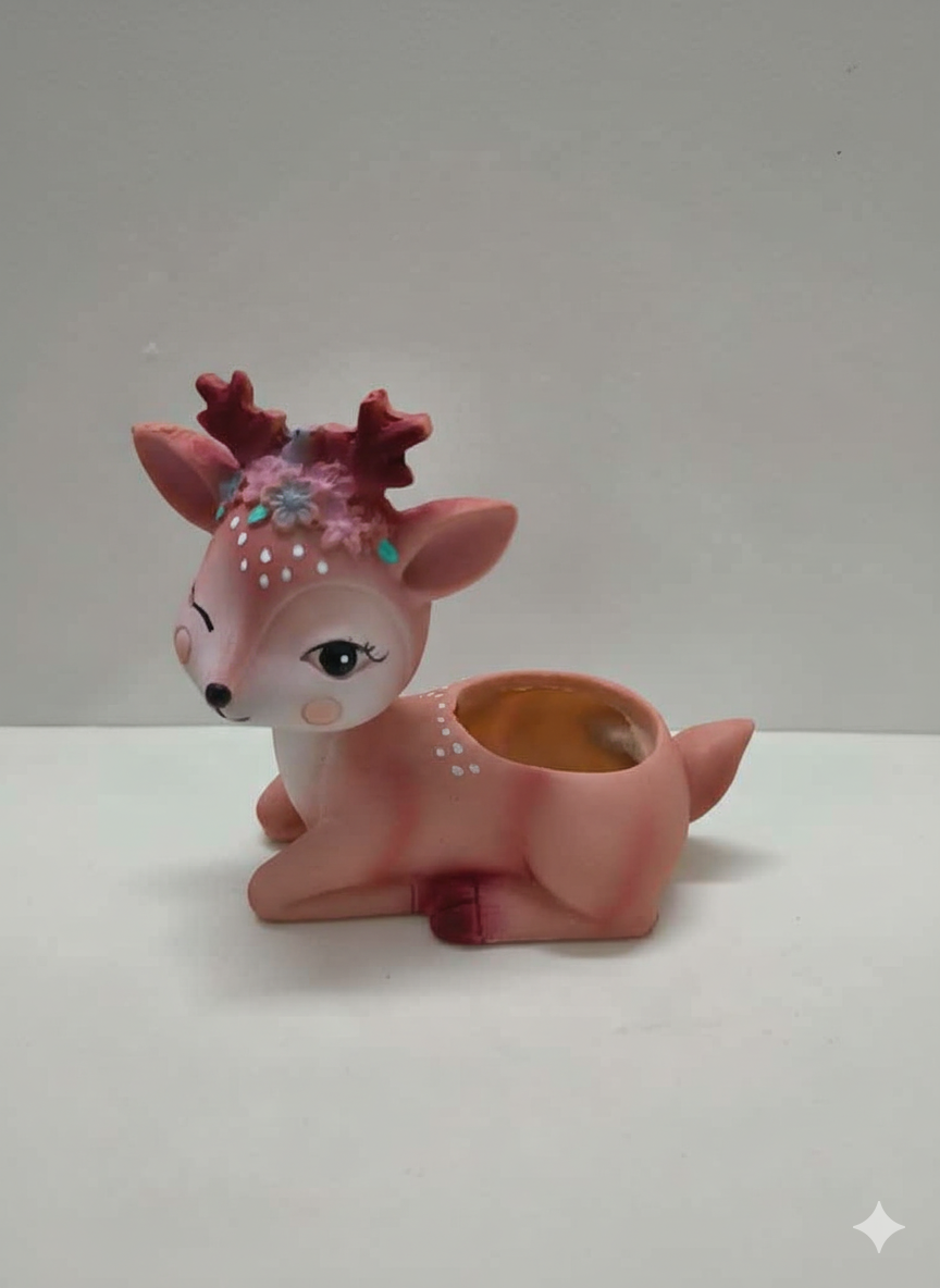Cute Winking Deer Planter – Adorable Polyresin Home & Desk Decor