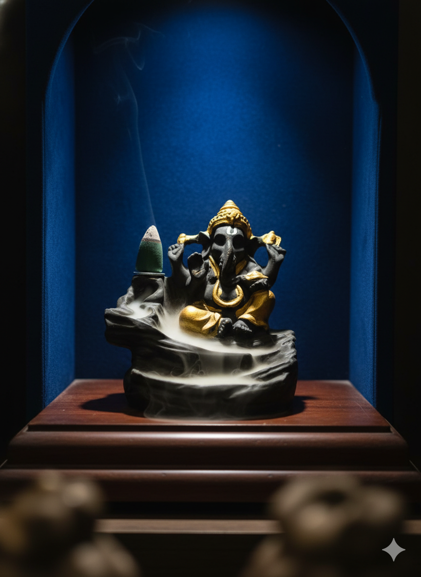 Backflow Ganesh Incense Holder — Ganesha Smoke Fountain for Puja & Home Decor