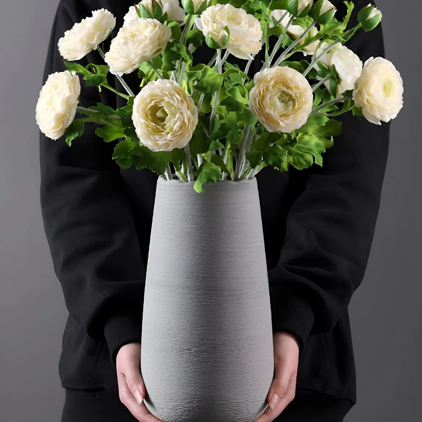 Plastic Flower Vases for Home Decor, Bedroom, Centrepiece Living Room, Office Decoration (Grey)