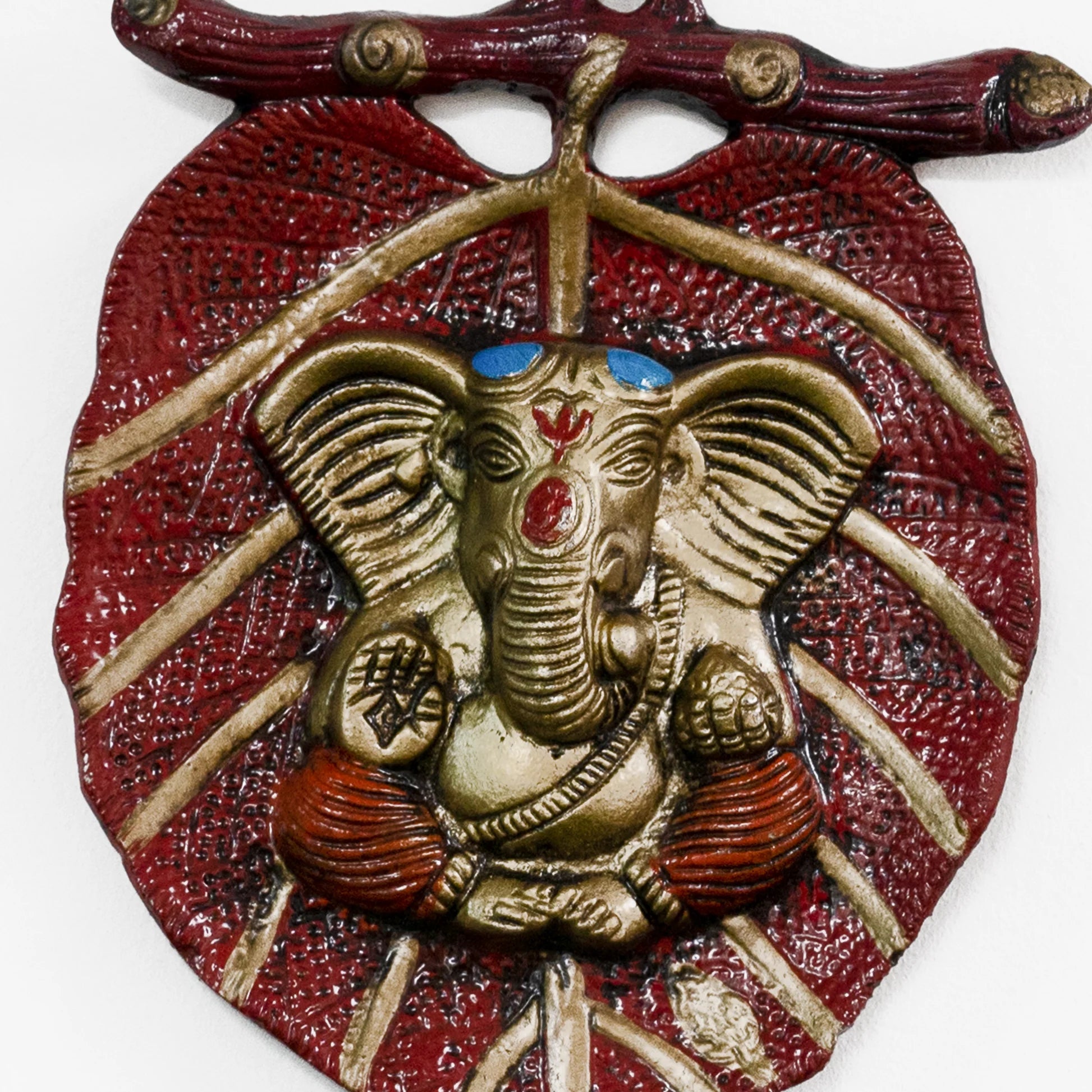 Metal Wall Hanging of Lord Ganesha on Leaf