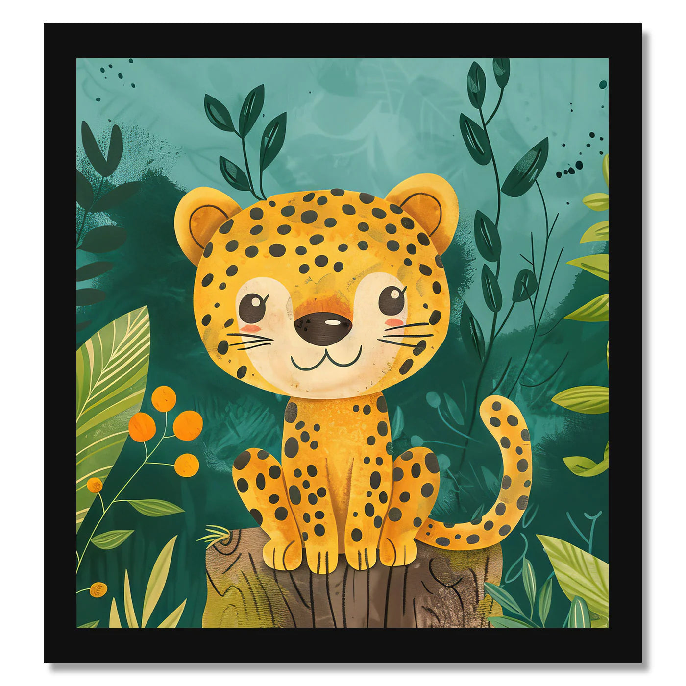 Cute Leopard Printed Wall Frame for Wall Decoration Wall Poster Frame for Kids Bedroom Living Room Home Decor Gift for Birthday Kids Boys and Girls