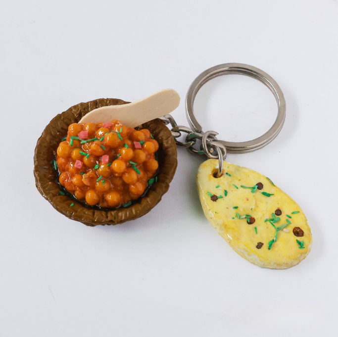 Chole with Kulcha Miniature Keychain