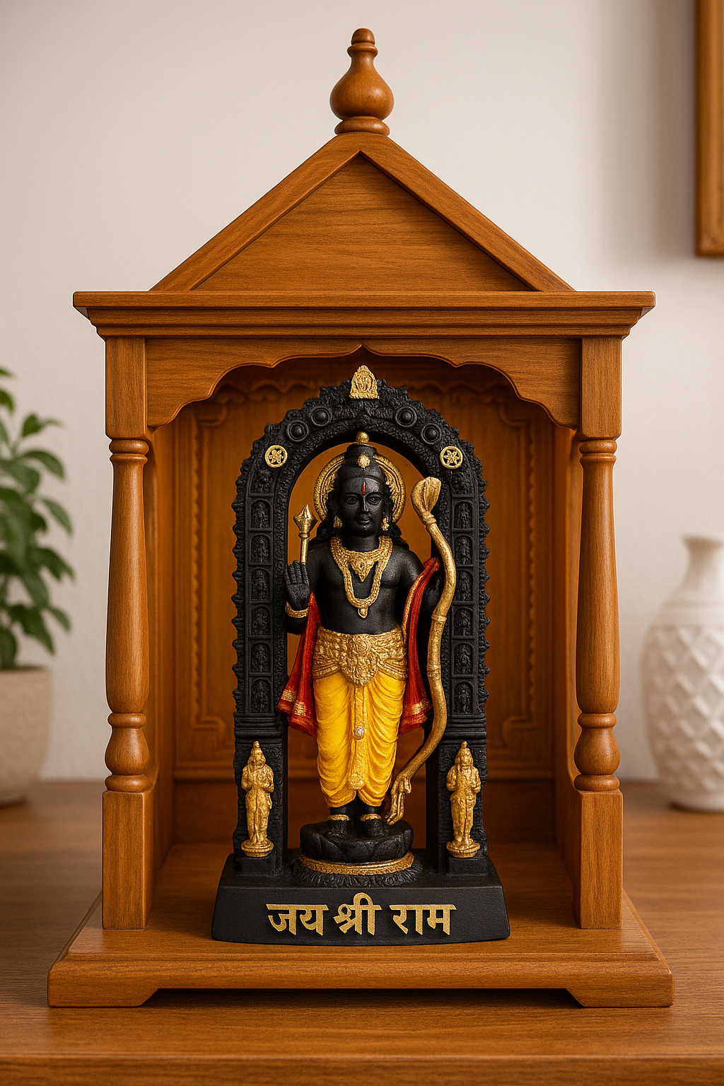 Divine Lord Ram Idol for Home Temple – Premium Handcrafted Statue (Black & Gold Finish)