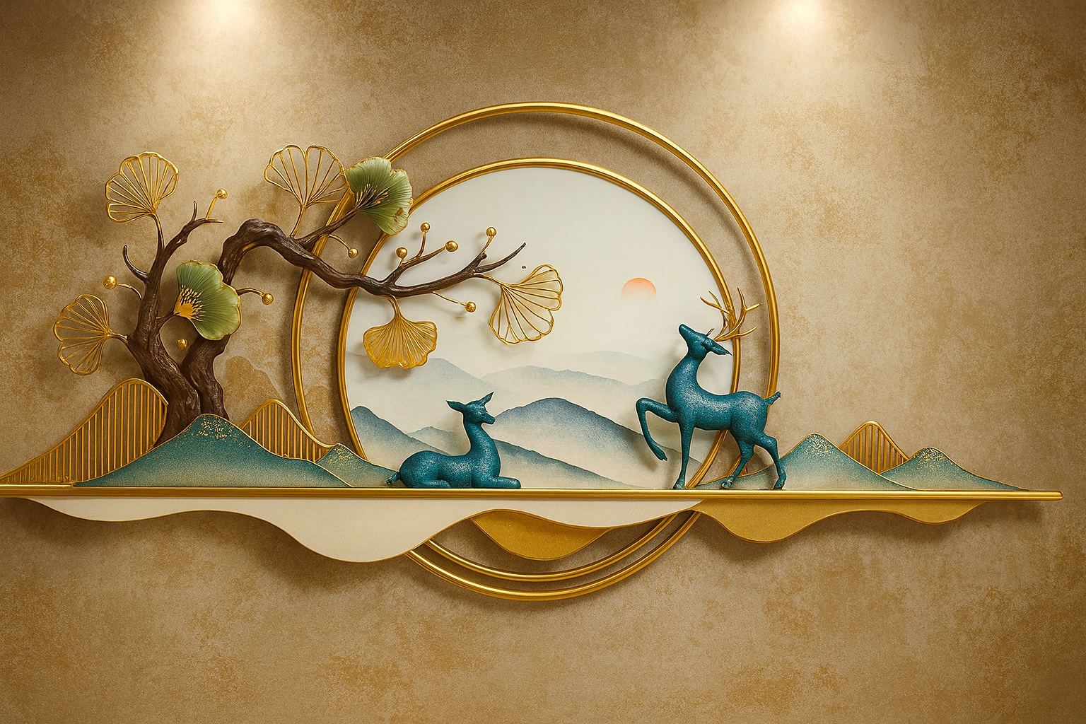 Luxury 3D Modern Oriental Deer Wall Art