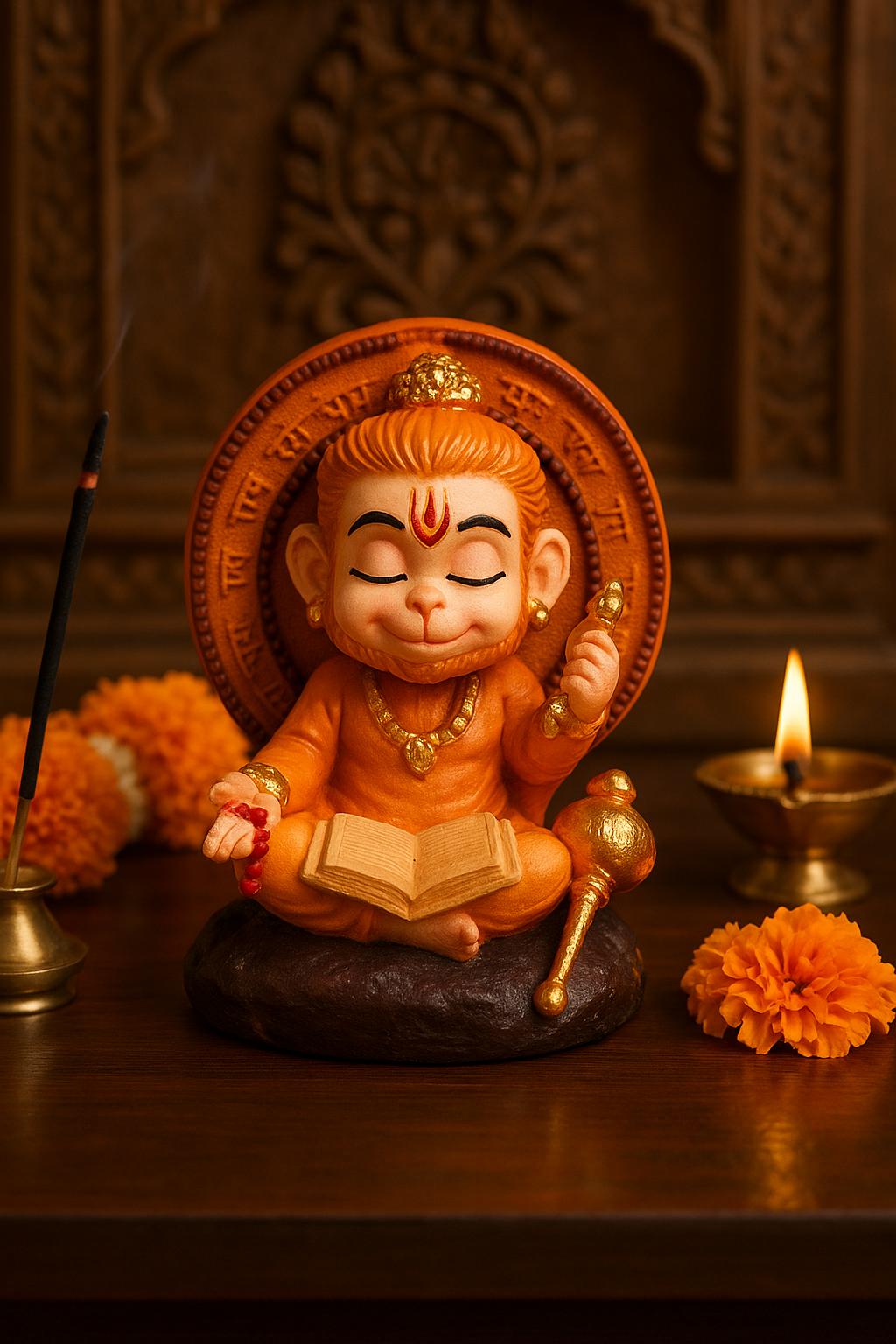 Meditating Hanuman Ji Murti for Puja Room & Home Decor