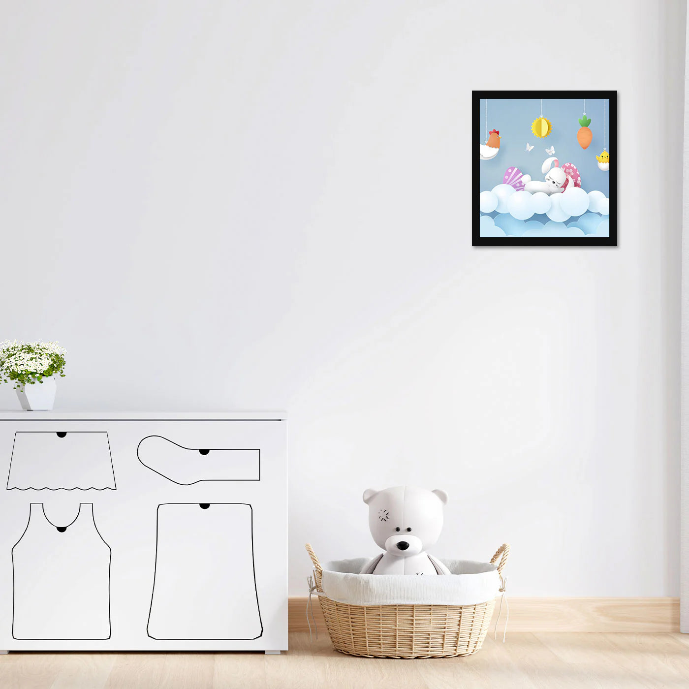 Cute Rabbit Printed Wall Frame for Wall Decoration Wall Poster Frame for Kids Bedroom Living Room Home Decor Gift for Birthday Kids Boys and Girls
