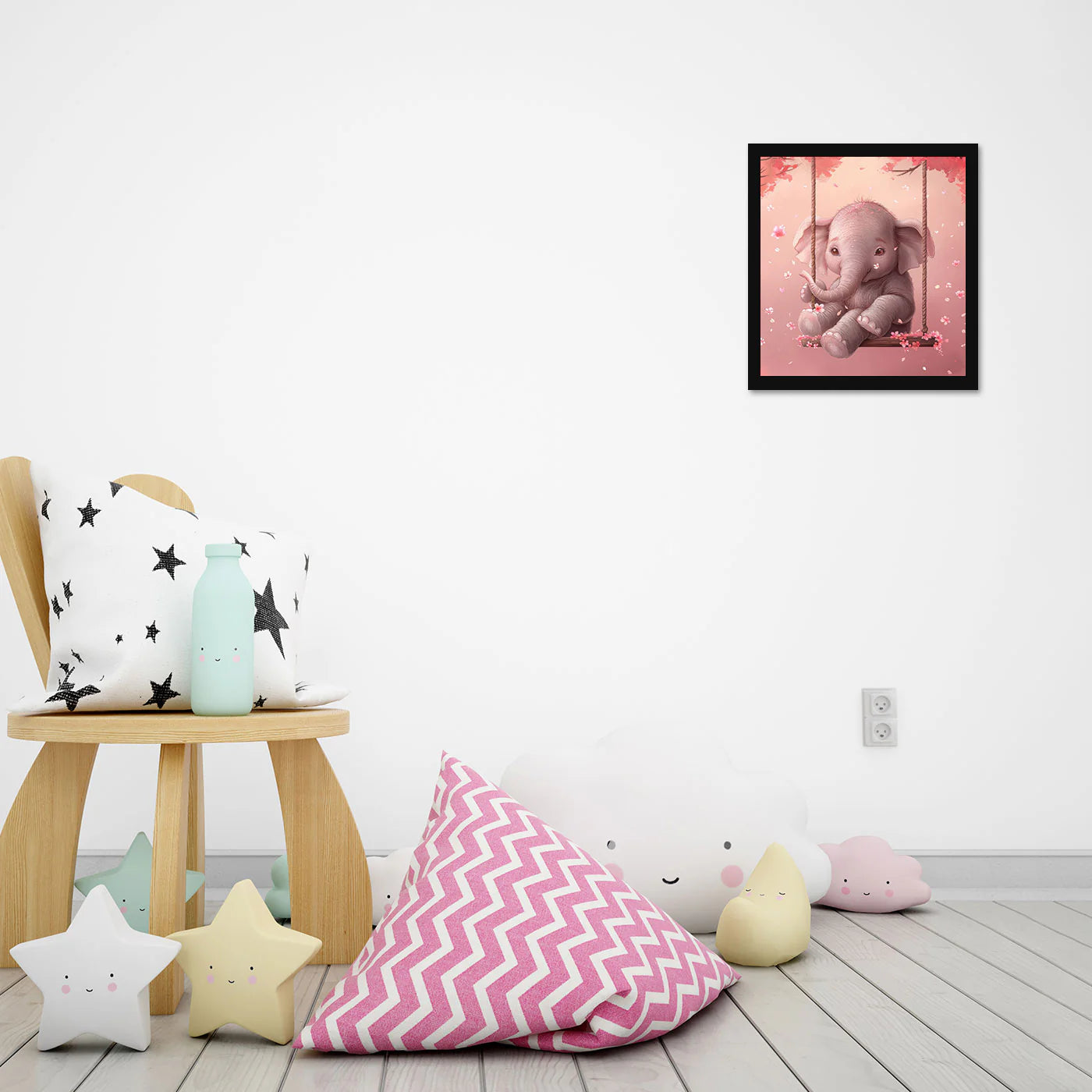 Cute Elephant Printed Wall Frame for Wall Decoration Wall Poster Frame for Kids Bedroom Living Room Home Decor Gift for Birthday Kids Boys and Girls