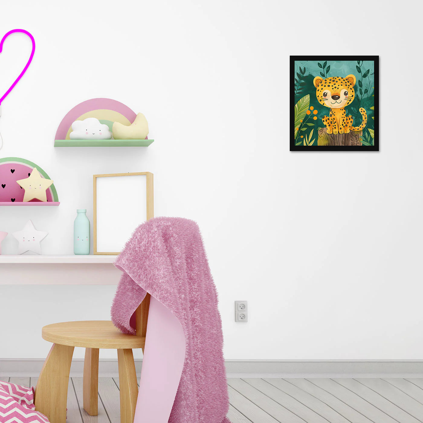 Cute Leopard Printed Wall Frame for Wall Decoration Wall Poster Frame for Kids Bedroom Living Room Home Decor Gift for Birthday Kids Boys and Girls