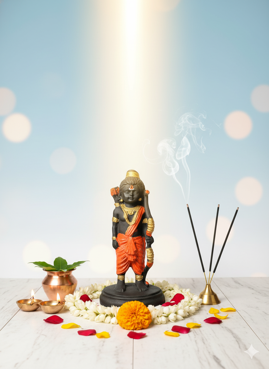 Standing Lord Rama Idol — Hand-Painted Polyresin Murti for Puja & Home Decor