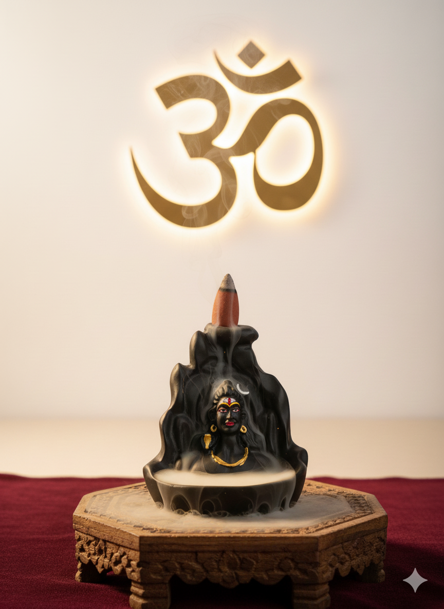 Lord Shiva Backflow Incense Burner – Ceramic Smoke Fountain for Home Decor