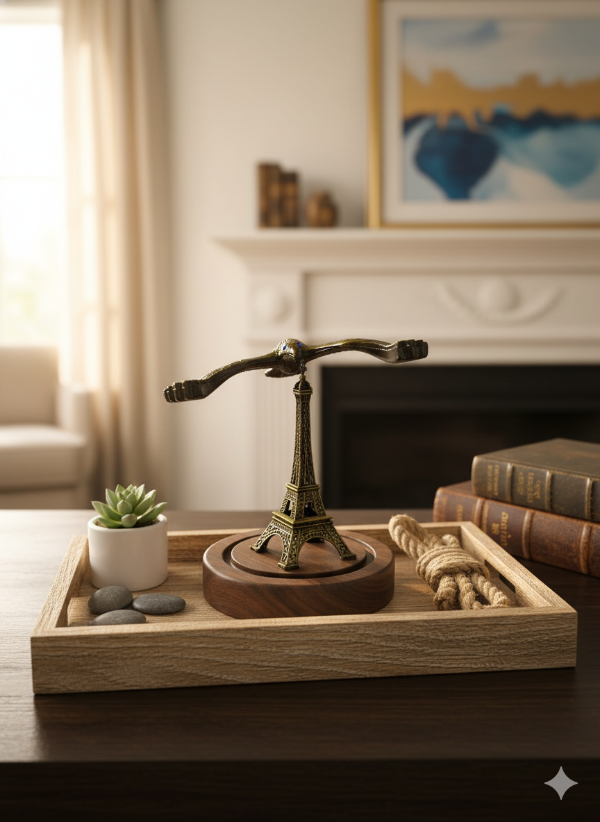 Golden Eagle Sculpture on Eiffel Tower Base — Tabletop Showpiece (Antique Gold Finish)