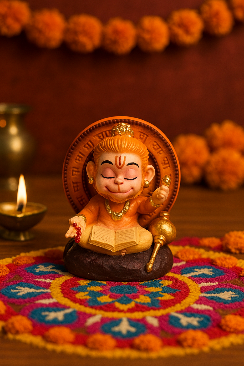 Meditating Hanuman Ji Murti for Puja Room & Home Decor