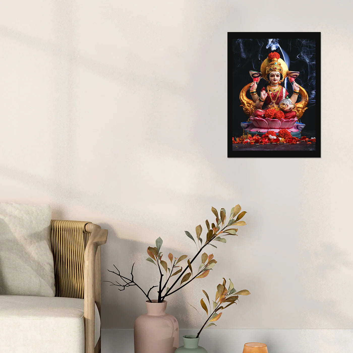 Vastu Shubharambh- Lakshmi Mata Poster Wall Frame for Wall Decoration Pooja Home and Vastu remedy