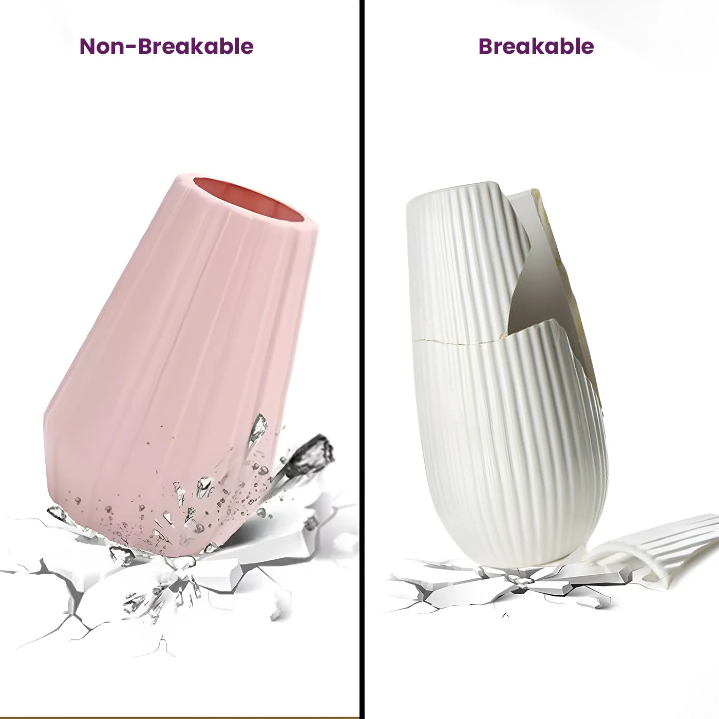 Plastic Flower Vases for Home Decor, Bedroom, Centrepiece Living Room, Office Decoration (Light Pink)