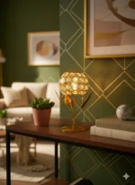 Crystal Globe Tealight Holder — Gold Floral Table Candle Stand / Decorative Showpiece - Image 3