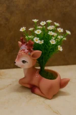Cute Winking Deer Planter – Adorable Polyresin Home & Desk Decor