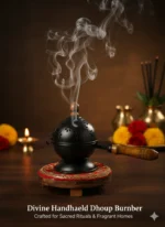 Vintage Iron Incense Burner with Wooden Handle – Aromatherapy & Home Decor - Image 2