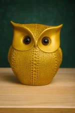 Modern Classy Lucky Owl Resin Showpiece — Golden Tabletop Decor