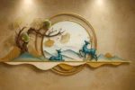 Luxury 3D Modern Oriental Deer Wall Art