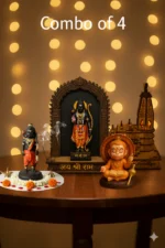 Ultimate Ram Darbar (Ram Lalla, Ram Murti, Ram Mandir with Light & Hanuman Ji Divine Combo Set of 4)