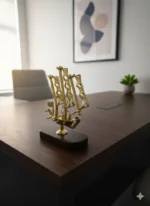 Vintage Brass Ship Showpiece with Wooden Base – Nautical Home & Office Decor - Image 2